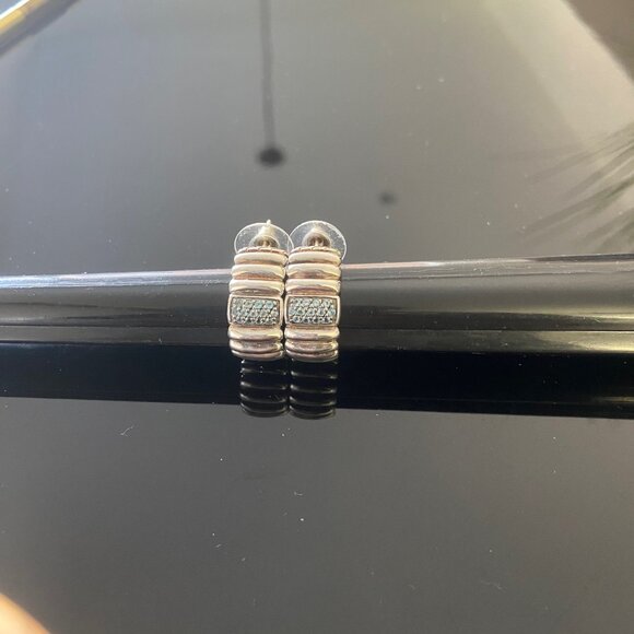 Gently Worn Stamped John Hardy Earrings In 925 with Blue Topaz Accent Stones - Picture 2 of 2